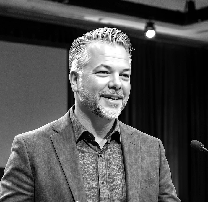 Jeff Sowell, Founder of BlueRadius Cyber, speaking at an industry event